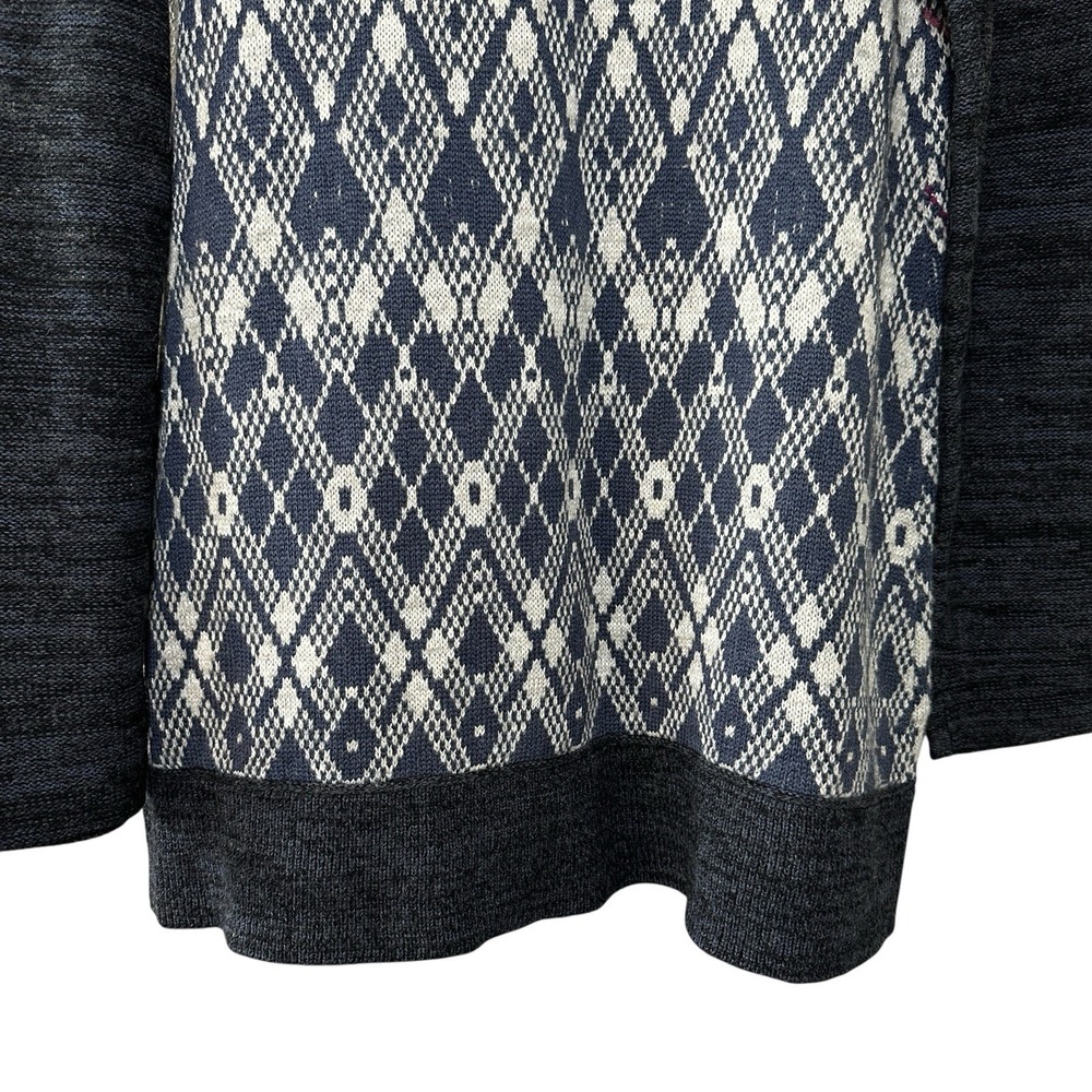 Free People Foxtrot Argyle Knit Cardigan Sweater Women's L Wool Blend‎ Preppy - Picture 13 of 14